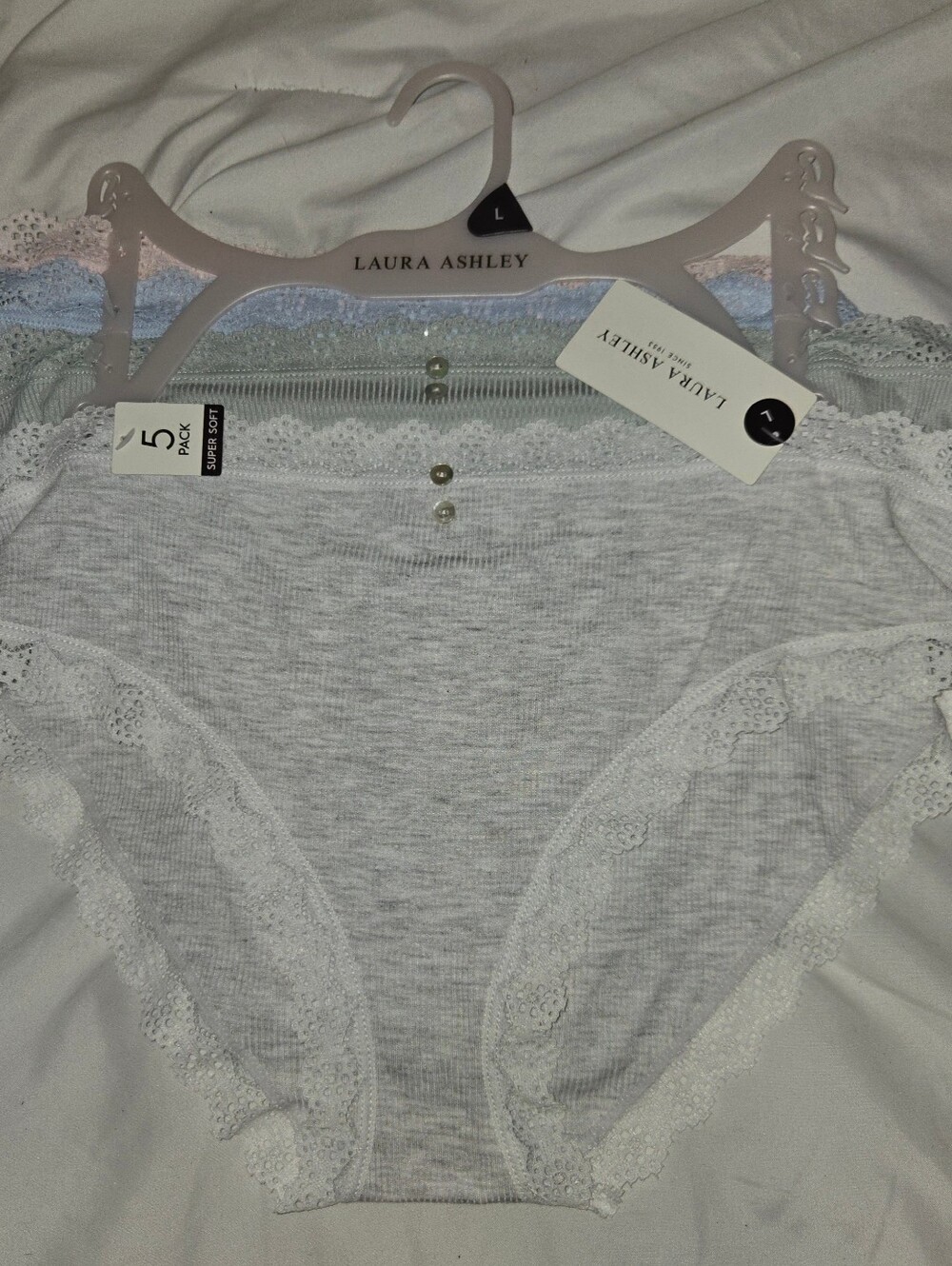 Laura Ashley Ribbed Lace Bikini Briefs NWT Sz L
